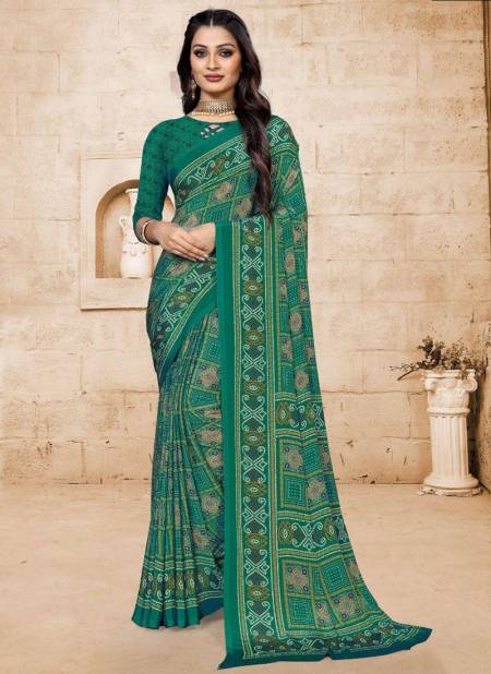 Bottle Green Colour SUSHMA GRACE Fancy Designer Ethnic Wear Slim Crape Printed Latest Saree Collection 35003 B